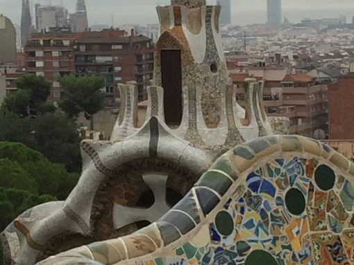 Gaudi's Park Guell , walls and spire